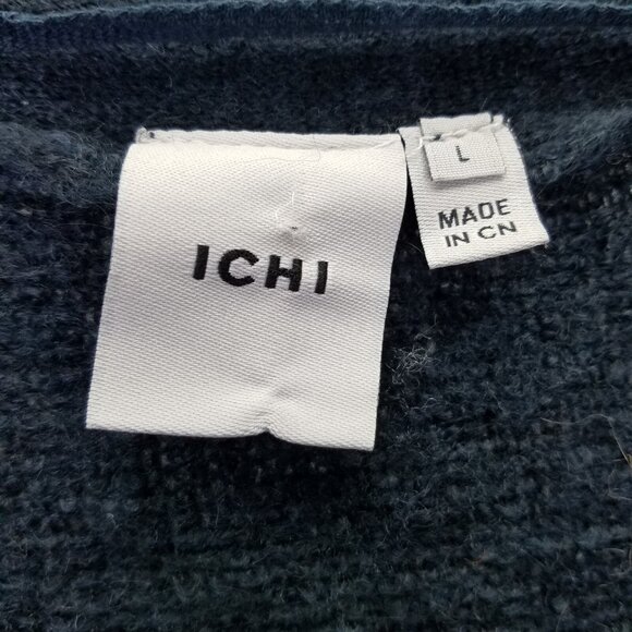 Ichi Ihamara Cardigan Women's Large Navy Blue Long Sleeve Open Sweater Alpaca - Picture 9 of 15